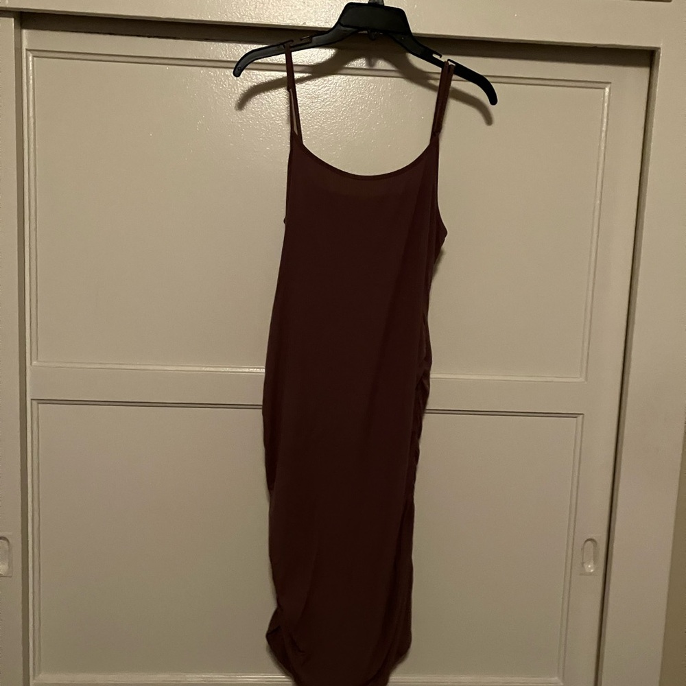 Elegant Brown Spaghetti Strap Dress